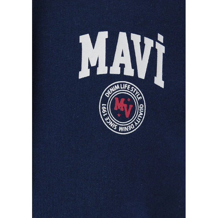 Mavi 0S10656-89353 Mavi Logo Baskılı Kapüşonlu Lacivert Sweatshirt