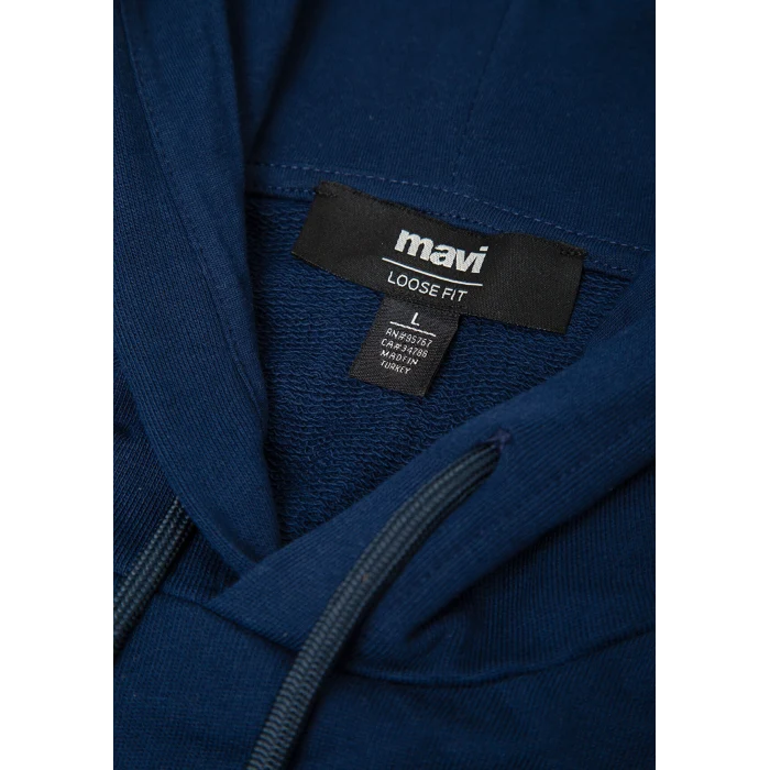 Mavi 0S10656-89353 Mavi Logo Baskılı Kapüşonlu Lacivert Sweatshirt