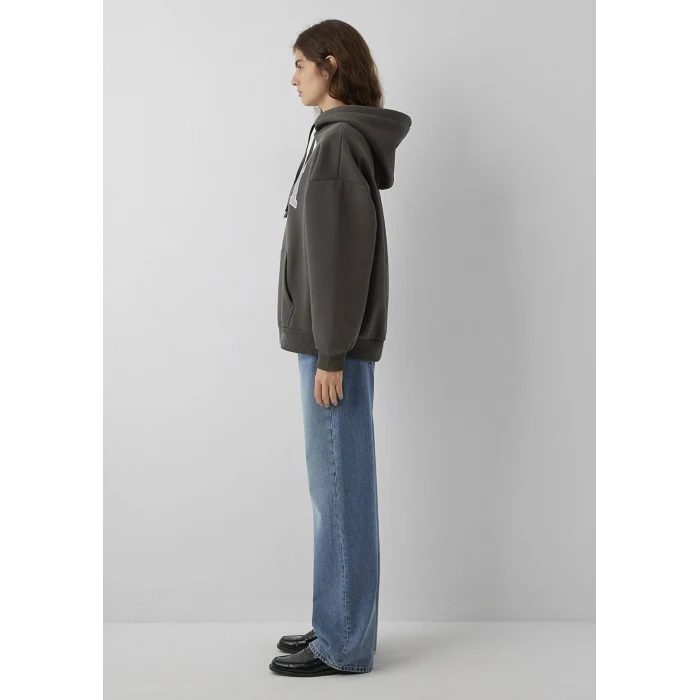 Mavi 1600361-71598 Mavi Logo Baskılı Kapüşonlu Haki Sweatshirt