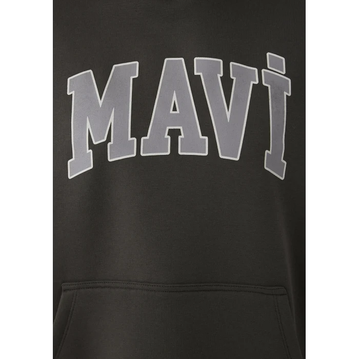 Mavi 1600361-71598 Mavi Logo Baskılı Kapüşonlu Haki Sweatshirt