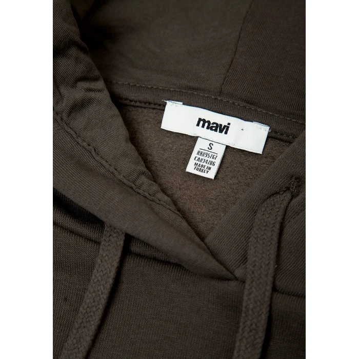 Mavi 1600361-71598 Mavi Logo Baskılı Kapüşonlu Haki Sweatshirt