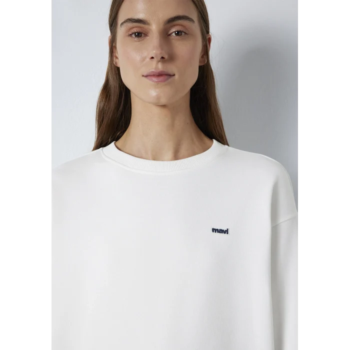 Mavi 1S10366-70057 Mavi Nakışlı Ekru Sweatshirt