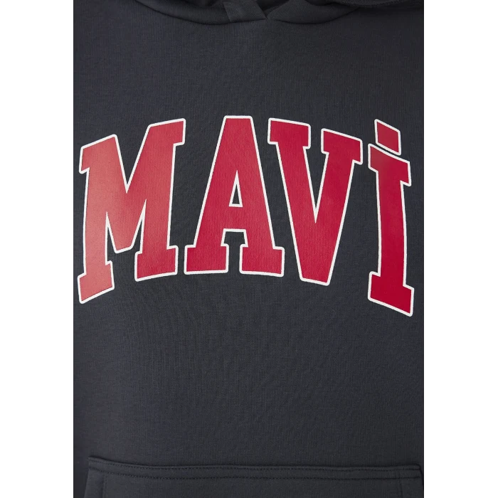 Mavi 1600361-70499 Mavi Logo Baskılı Kapüşonlu Antrasit Sweatshirt