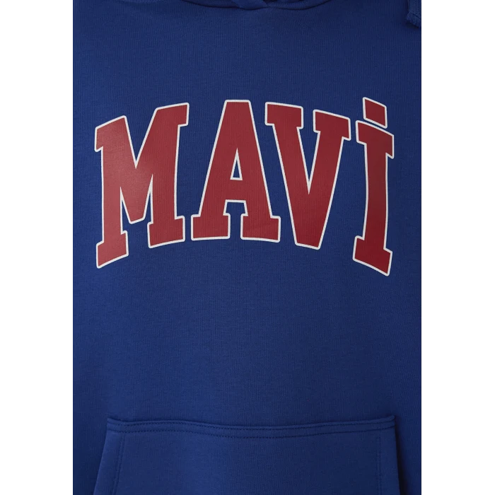Mavi 1600361-70758 Mavi Logo Baskılı Kapüşonlu Lacivert Sweatshirt