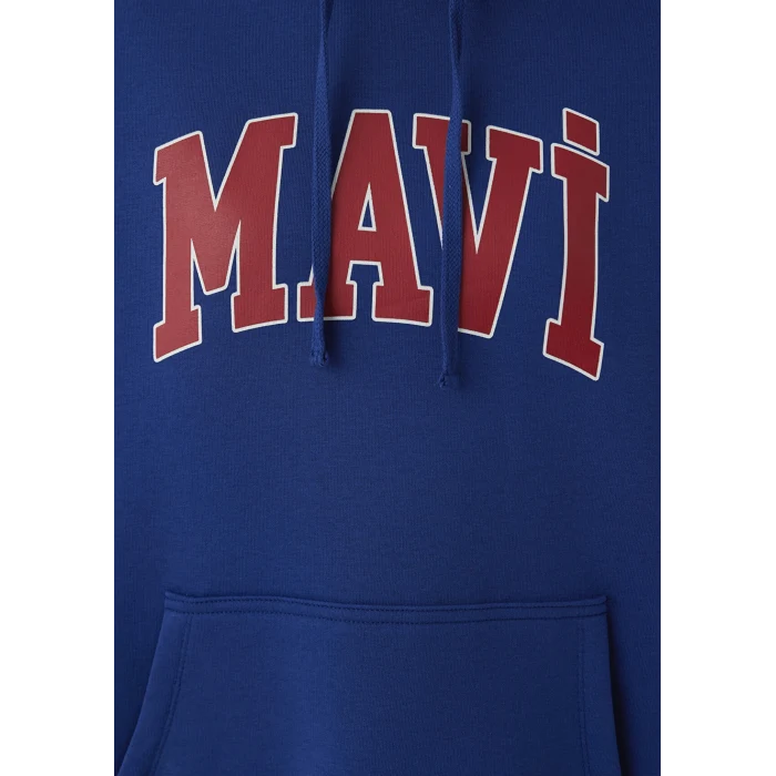 Mavi 1600361-70758 Mavi Logo Baskılı Kapüşonlu Lacivert Sweatshirt