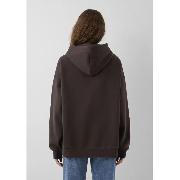 Mavi 1600361-70240 Mavi Logo Baskılı Kapüşonlu Kahverengi Sweatshirt