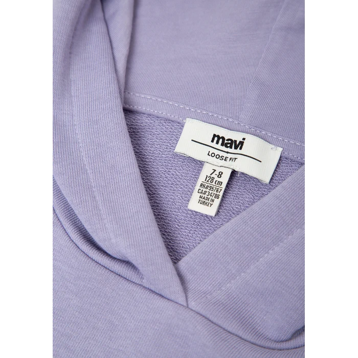 Mavi 7S10147-70557 Mavi Logo Baskılı Kapüşonlu Mor Sweatshirt