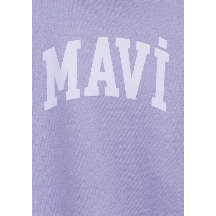 Mavi 7S10147-70557 Mavi Logo Baskılı Kapüşonlu Mor Sweatshirt