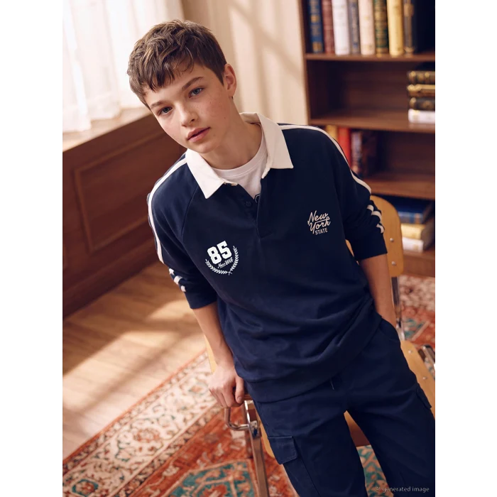 LCW Kids Lacivert New York Baskılı Erkek Çocuk Tişört