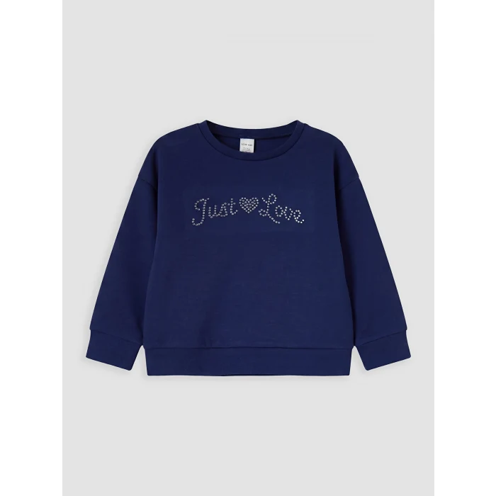 LCW Kids Lacivert Taşlı Kız Çocuk Soft Touch Takım