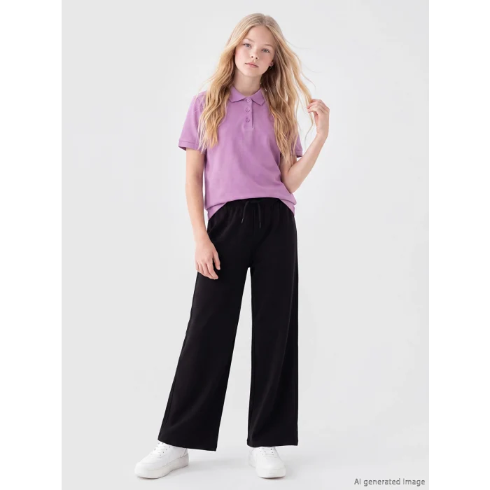 LCW Kids Siyah Kız Çocuk Geniş Paça Eşofman Altı