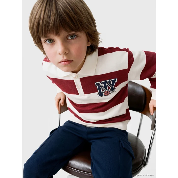 LCW Kids Bordo Çizgili Erkek Çocuk Takım