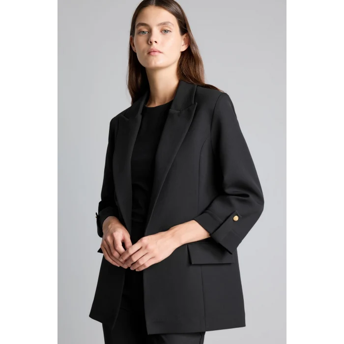 Defacto C3215AXBK81 Siyah Oversıze Basic Siyah Blazer Ceket