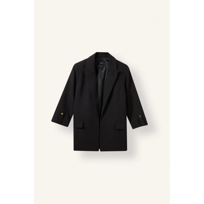 Defacto C3215AXBK81 Siyah Oversıze Basic Siyah Blazer Ceket