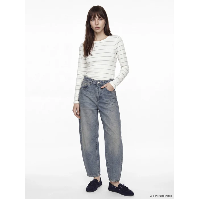 LCW EVERYDAY Haki Bisiklet Yaka Çizgili Kadın Body
