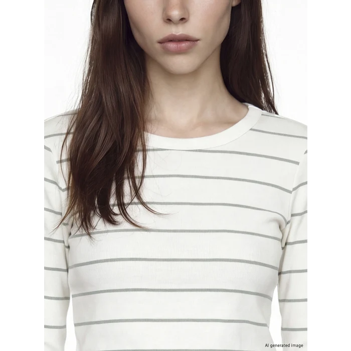 LCW EVERYDAY Haki Bisiklet Yaka Çizgili Kadın Body