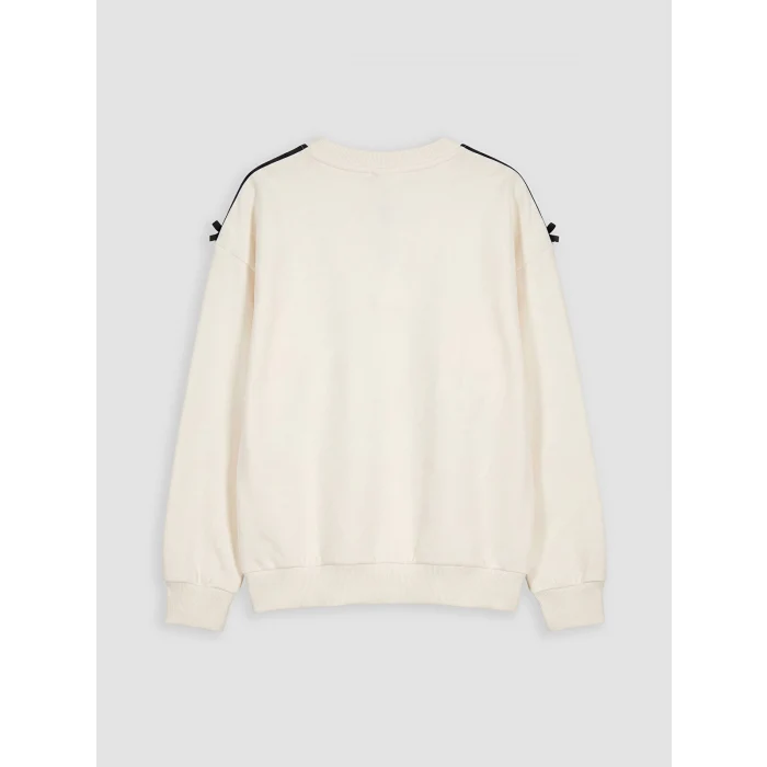 LCW Kids Ekru Fiyonklu Baskılı Kız Çocuk Sweatshirt