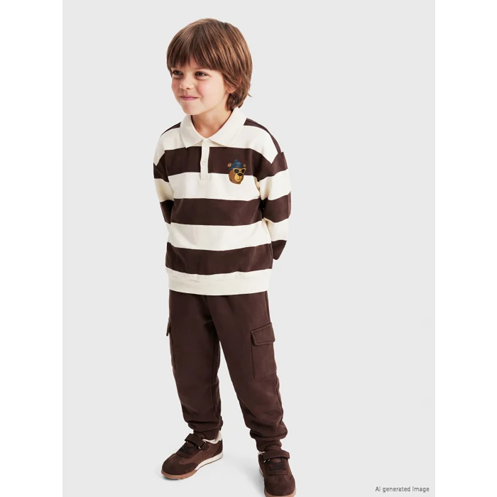 LCW Kids Kahverengi Çizgili Erkek Çocuk Takım