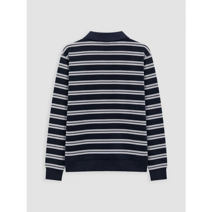 LCW Kids Lacivert Polo Yaka Çizgili Erkek Çocuk Sweatshirt