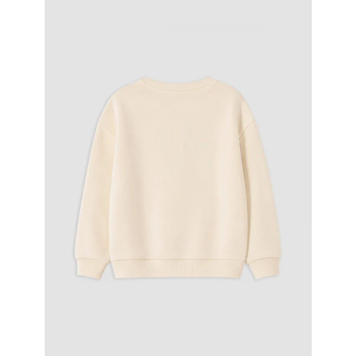 LCW Kids Ekru Baskılı Kız Çocuk Kalın Sweatshirt
