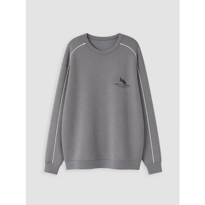 LCW Kids Gri Baskılı Erkek Çocuk Soft Touch Sweatshirt