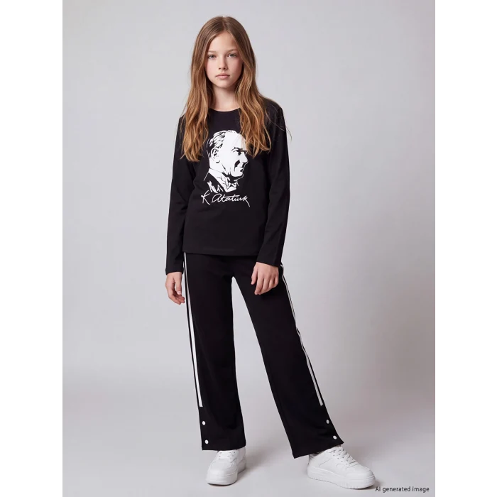 LCW Kids Siyah Kız Çocuk Soft Touch Eşofman Altı