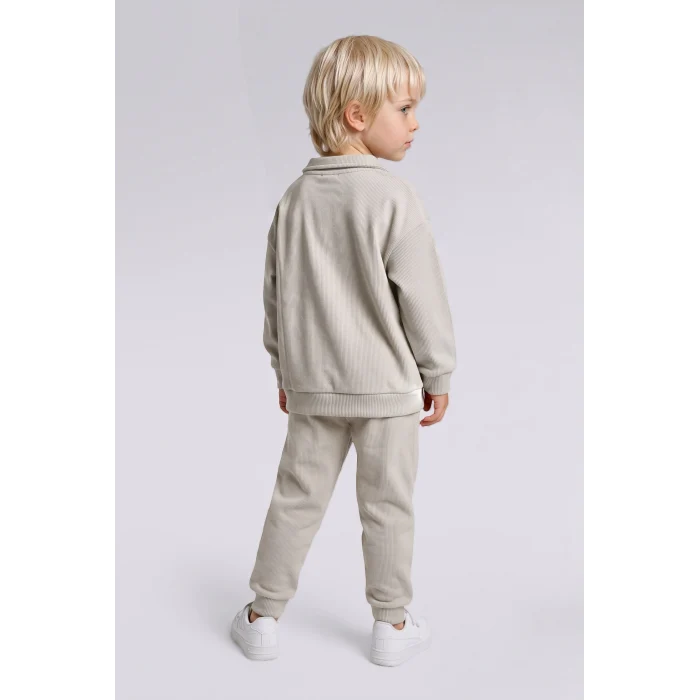 Defacto F9437A5GR470 Gri Baskılı Uzun Kollu Sweatshirt Üst Lastikli Paça Eşofman Altı 2li Takım Erkek Bebek