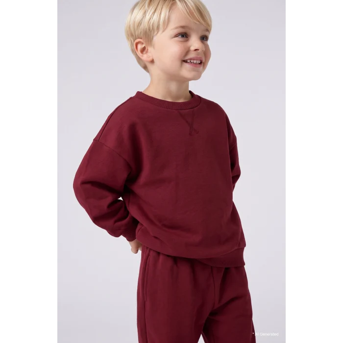 Defacto I0249A5BR248 Bordo Bisiklet Yaka Uzun Kollu Üst Lastikli Paça Alt 2li Takım Erkek Bebek