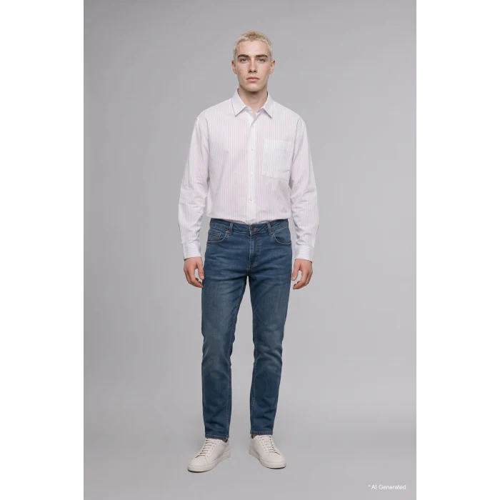 Defacto H5586AXNM41 Yeşil Sergio Regular Fıt Normal Bel Boru Paça Jean Pantolon