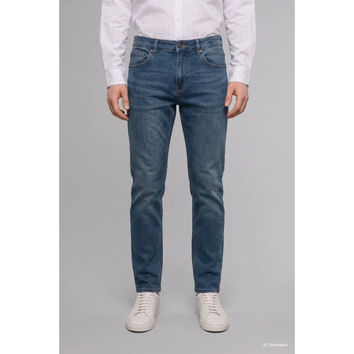 Defacto H5586AXNM41 Yeşil Sergio Regular Fıt Normal Bel Boru Paça Jean Pantolon