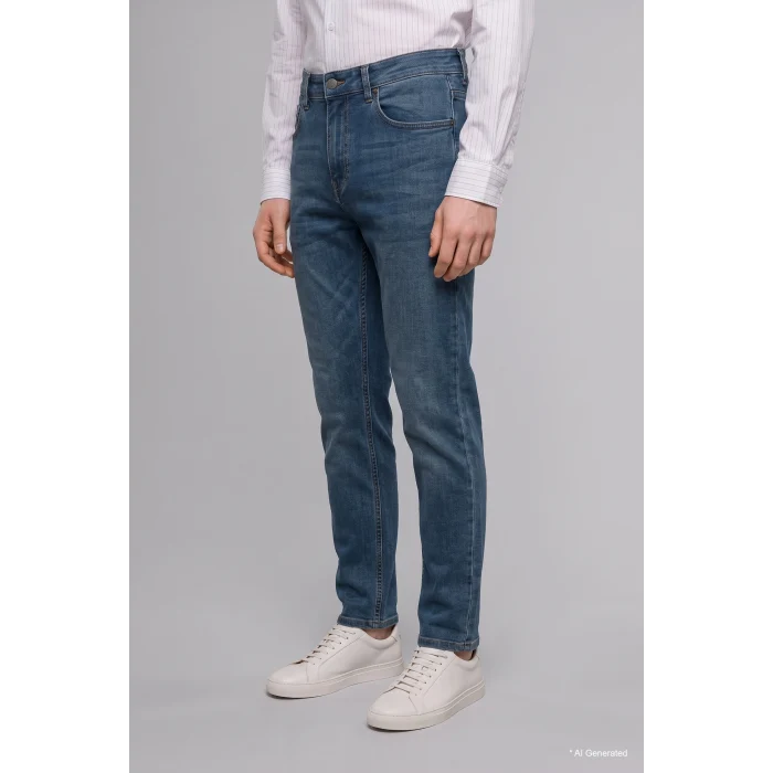 Defacto H5586AXNM41 Yeşil Sergio Regular Fıt Normal Bel Boru Paça Jean Pantolon