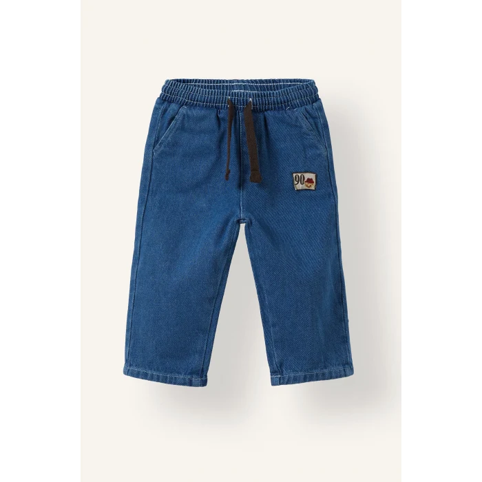 Defacto I3307A5BG734 Bej %100 Pamuk Çizgili Polo Yaka Ayı Desenli Sweatshirt ve Pantolon 2li Takım Erkek Bebek