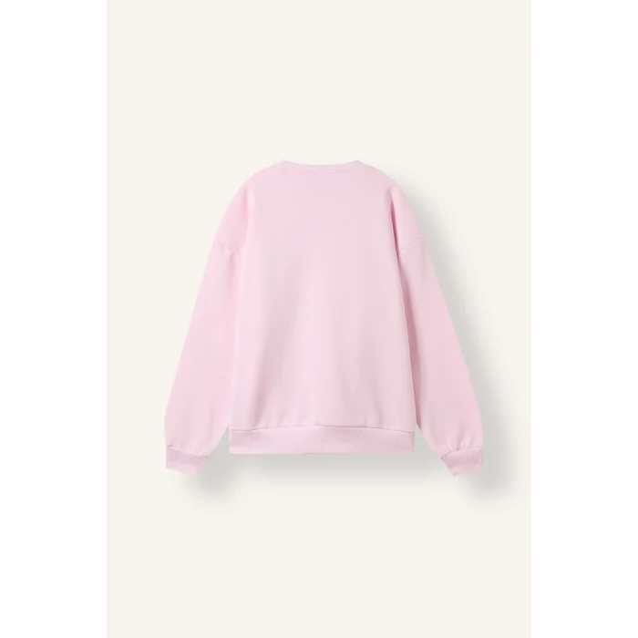 Defacto I5076A8PN633 Pembe Relaxed Fit Bisiklet Yaka Pochacco Baskılı Sweatshirt Kız Çocuk