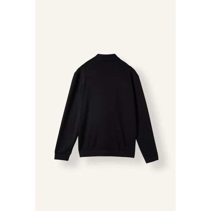 Defacto F2821AXBK81 Siyah Regular Fıt Dik Yaka Yarım Fermuarlı Sweatshirt
