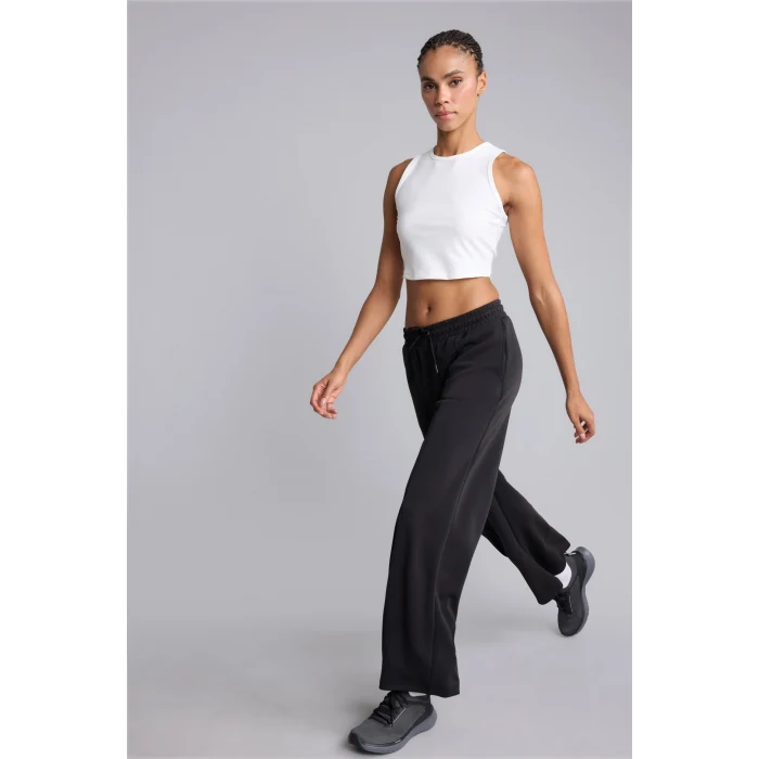 Defacto H8521AXBK81 Siyah Wide Leg Geniş Paça Beli Bağcıklı Standart Boy Modal Sporcu Eşofman Altı