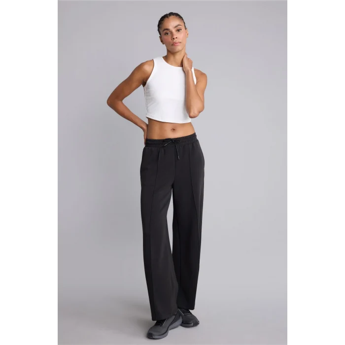 Defacto H8521AXBK81 Siyah Wide Leg Geniş Paça Beli Bağcıklı Standart Boy Modal Sporcu Eşofman Altı