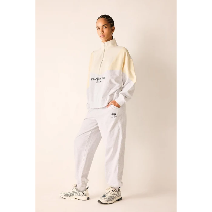 Defacto H4233AXGR421 Gri NBA New York Knicks Jogger Fit Çift Cepli Baskı Detaylı Sweatshirt Kumaşı Eşofman Altı