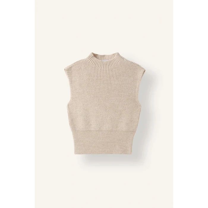 Defacto I5524AXBG648 Bej Regular Fit Dik Yaka Kolsuz Ribana Yelek