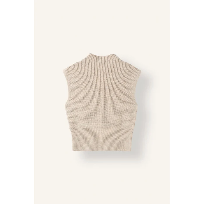 Defacto I5524AXBG648 Bej Regular Fit Dik Yaka Kolsuz Ribana Yelek