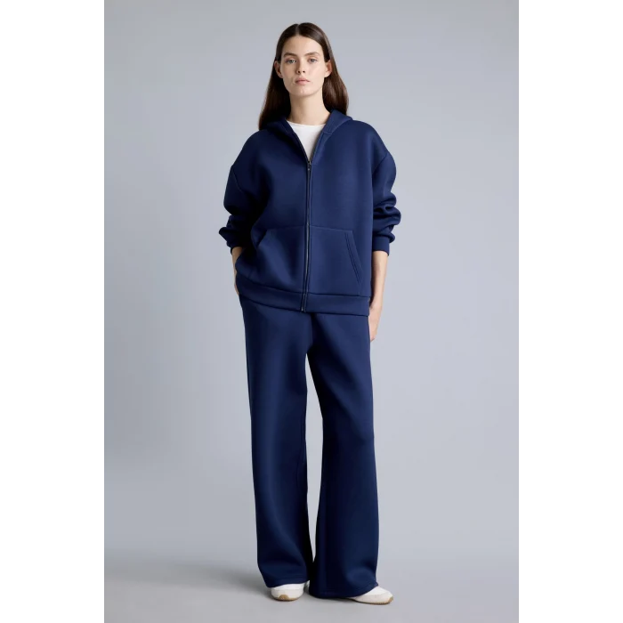 Defacto H0939AXNV241 Lacivert Relaxed Fit Düz Dalgıç Kumaş Geniş Paça Eşofman Altı