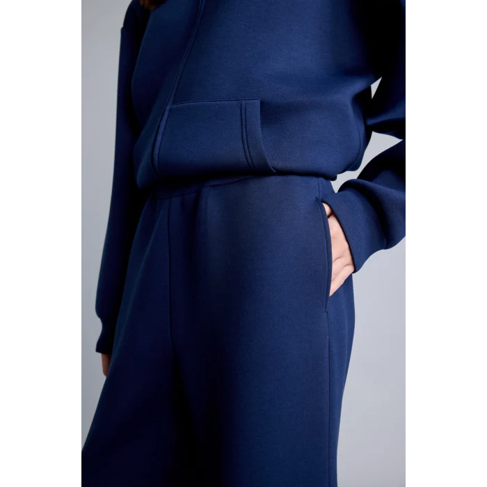Defacto H0939AXNV241 Lacivert Relaxed Fit Düz Dalgıç Kumaş Geniş Paça Eşofman Altı