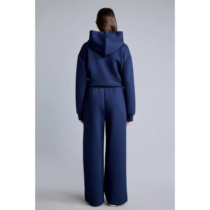 Defacto H0939AXNV241 Lacivert Relaxed Fit Düz Dalgıç Kumaş Geniş Paça Eşofman Altı