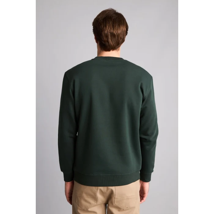 Defacto H5180AXGN852 Yeşil Regular Fıt Bisiklet Yaka Basic Sweatshırt