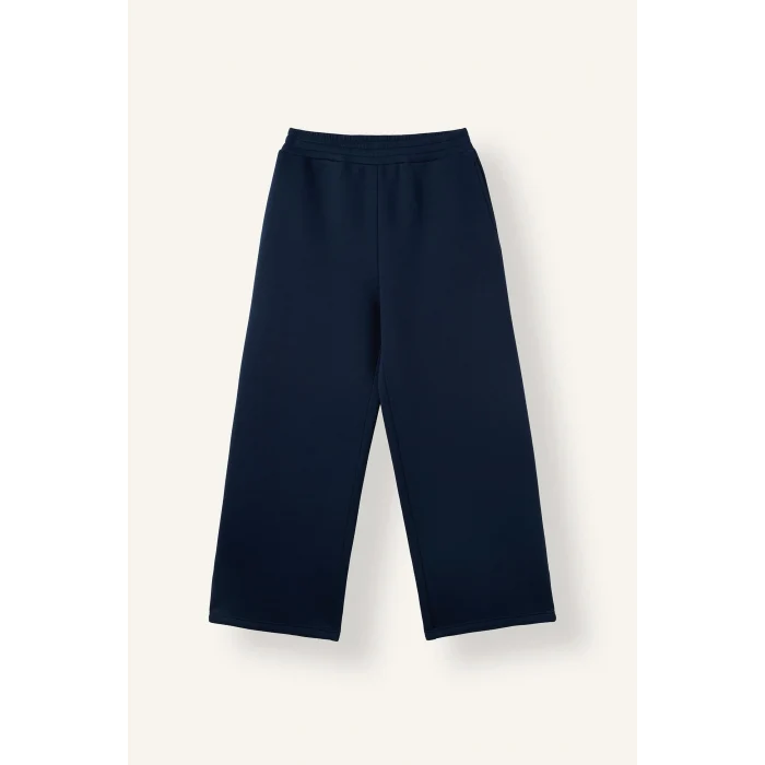 Defacto H0939AXNV241 Lacivert Relaxed Fit Düz Dalgıç Kumaş Geniş Paça Eşofman Altı