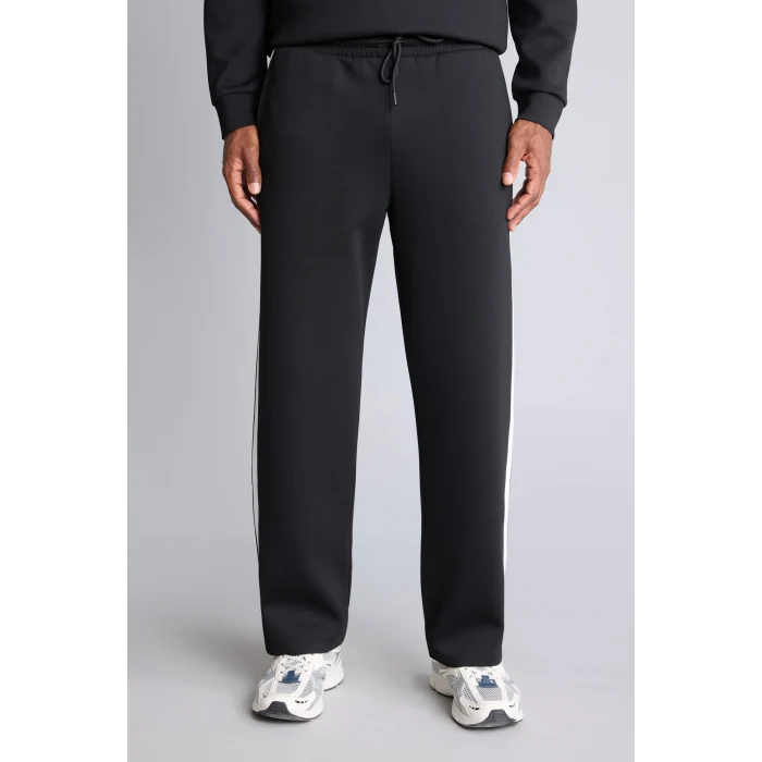 Defacto H8164AXBK81 Siyah Relax Fit Şerit Detaylı Dalgıç Kumaş Jogger Eşofman Altı