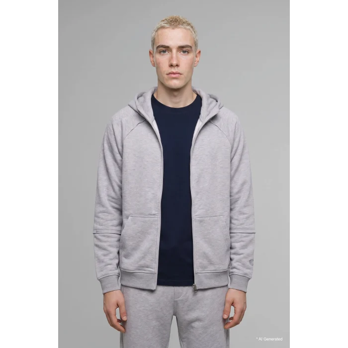 Defacto H4980AXGR369 Gri Boxy Fit Fermuarlı Kapüşonlu Basic Sweatshirt Hırka