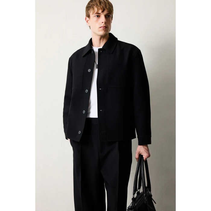 Defacto G6393AXBK27 Siyah Regular Fıt Polo Yaka Astarlı Blazer Ceket
