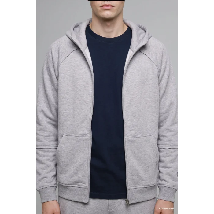 Defacto H4980AXGR369 Gri Boxy Fit Fermuarlı Kapüşonlu Basic Sweatshirt Hırka