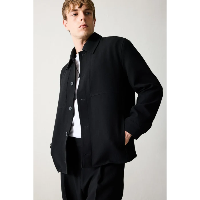 Defacto G6393AXBK27 Siyah Regular Fıt Polo Yaka Astarlı Blazer Ceket