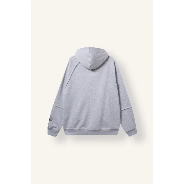 Defacto H4980AXGR369 Gri Boxy Fit Fermuarlı Kapüşonlu Basic Sweatshirt Hırka